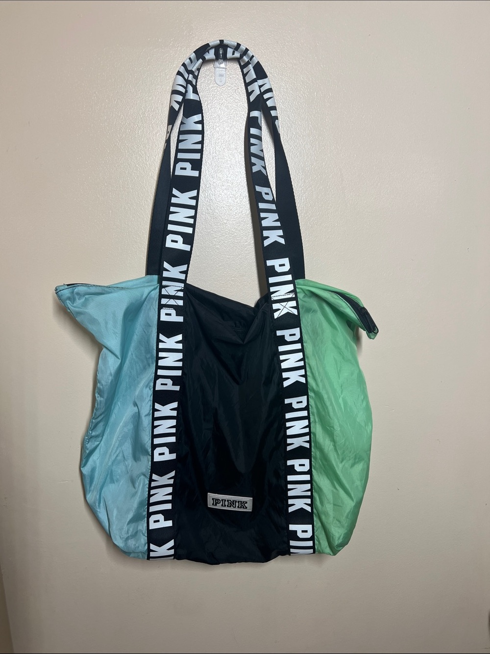 VS Pink tote- blue and green